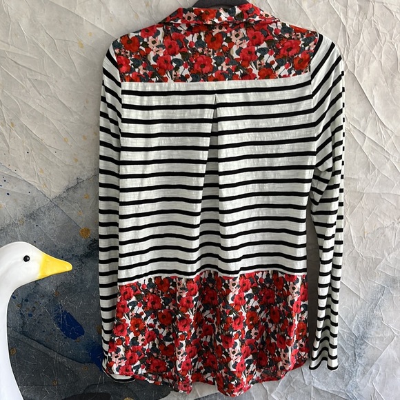 Anthropologie Postmark Striped/Floral Top sz M - Picture 8 of 12